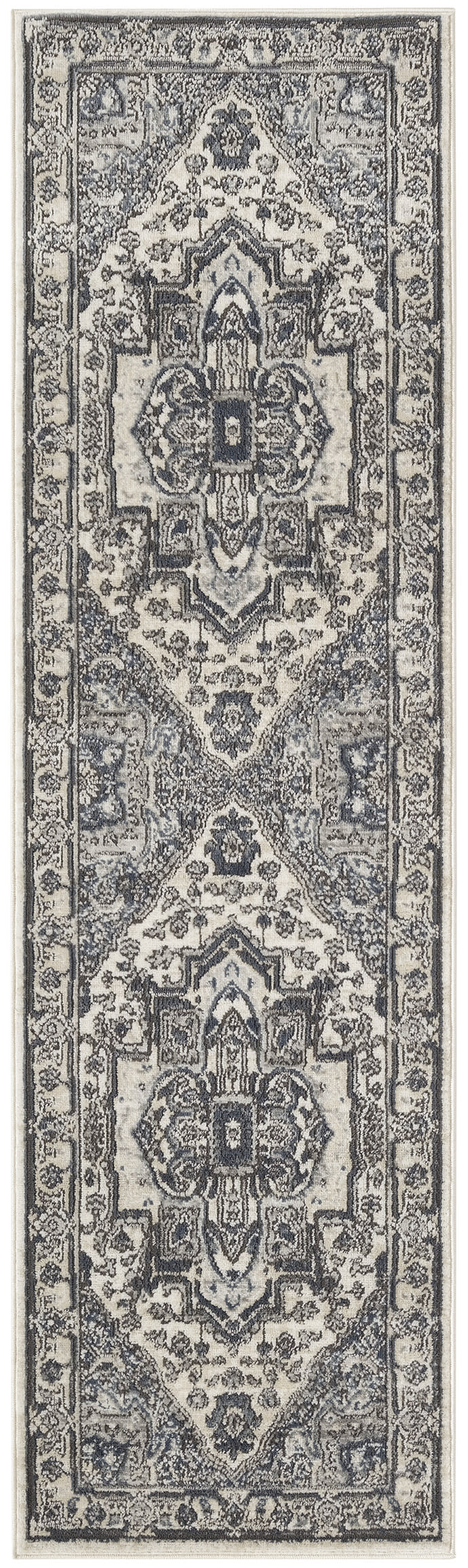 Nourison Quarry 2'2" x 10' Ivory Navy Vintage Indoor Rug