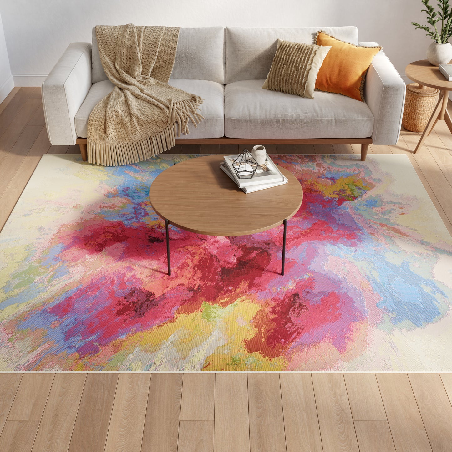 Nourison Color Splash 5'3" x 7'3" Ivory Multicolor Modern Rug
