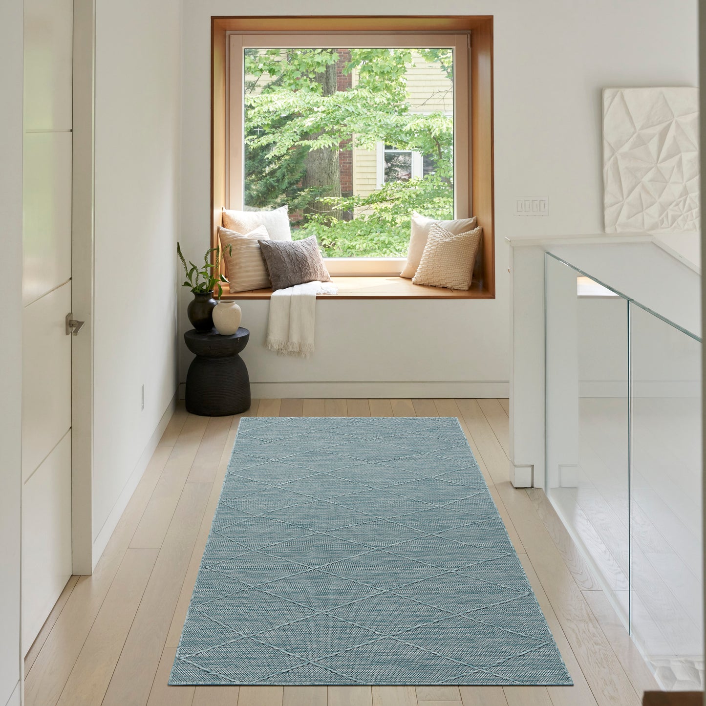 Nourison Washable Solutions 3' x 5' Aqua Modern Rug