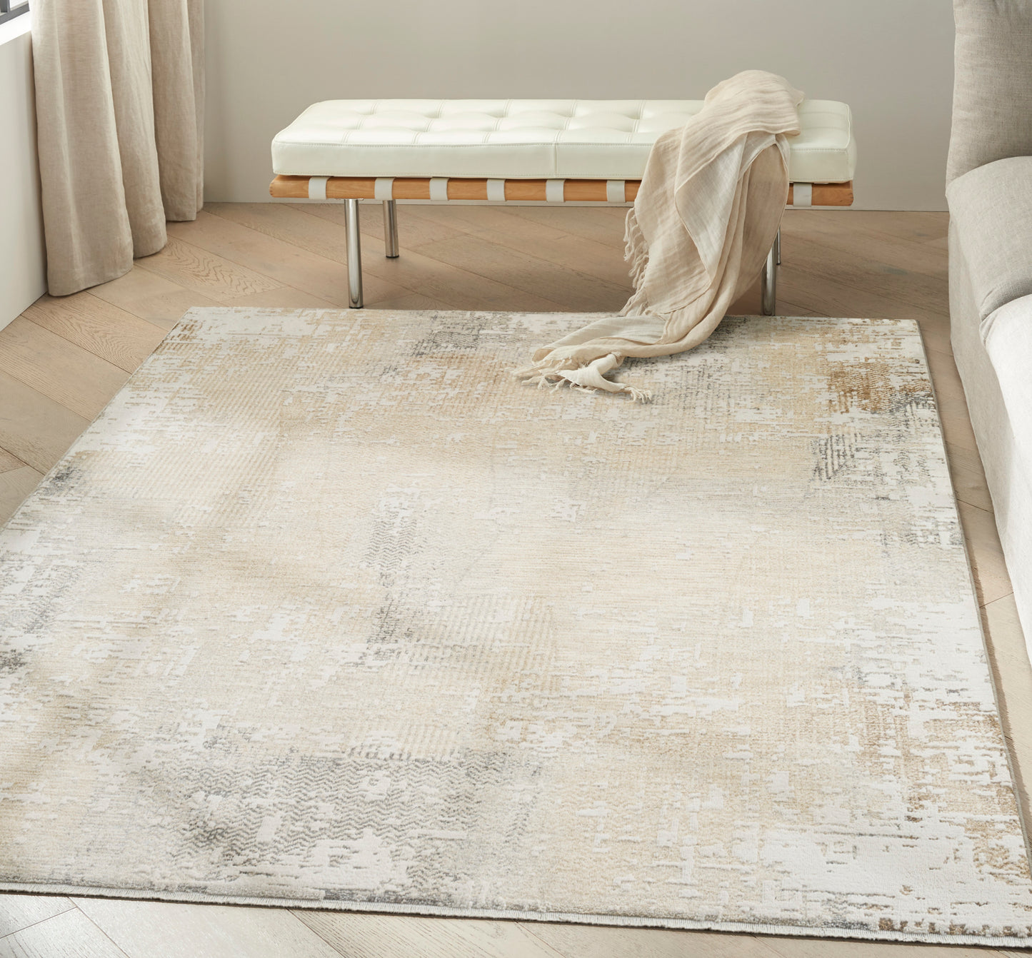 Calvin Klein CK078 Summit 5'3" x 7'9" Cream Ivory Modern Indoor Rug