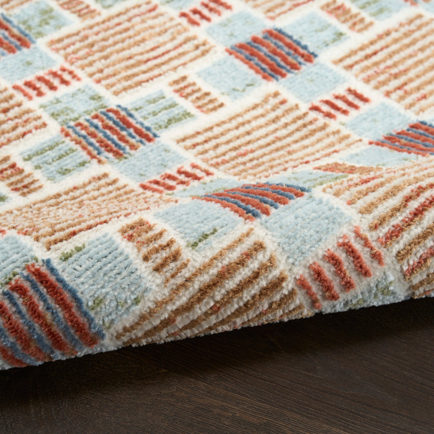 Nourison Nordic 2' x 6' Rust Multicolor Modern Indoor Rug