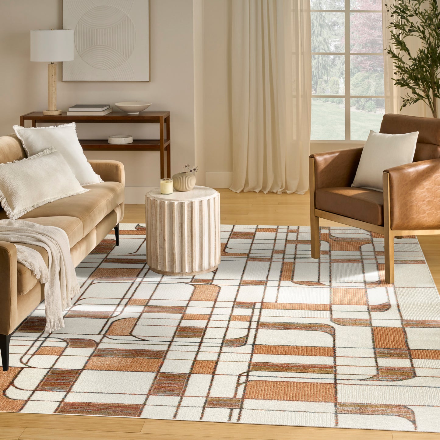 Nourison Nordic 8' x 10' Ivory Rust Mid-Century Modern Indoor Rug