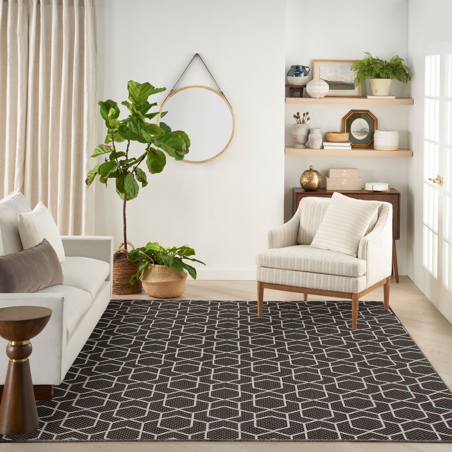 Nourison Horizon Indoor/Outdoor 9' x 12' Black Modern Rug