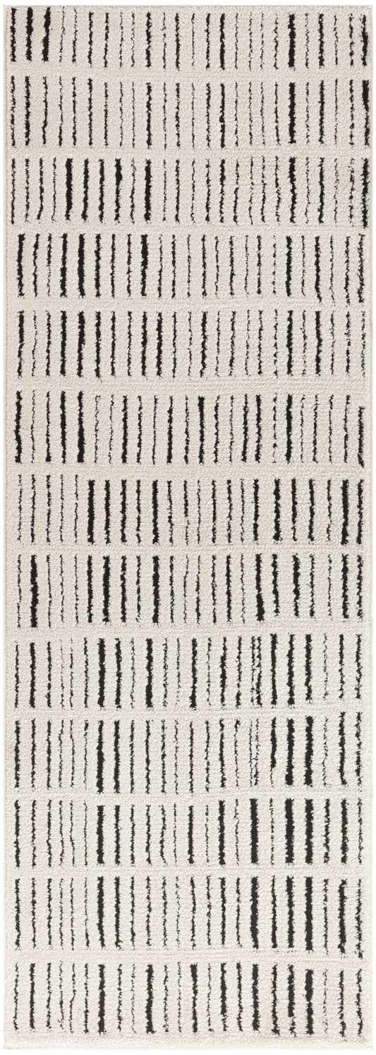 Nourison Modern Comfort 2'2" x 6' Ivory Black Scandinavian Indoor Rug