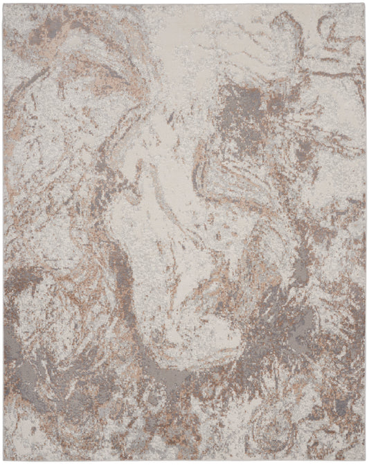 Nourison Elation 7'10" x 9'10" Ivory Grey Modern Indoor Rug
