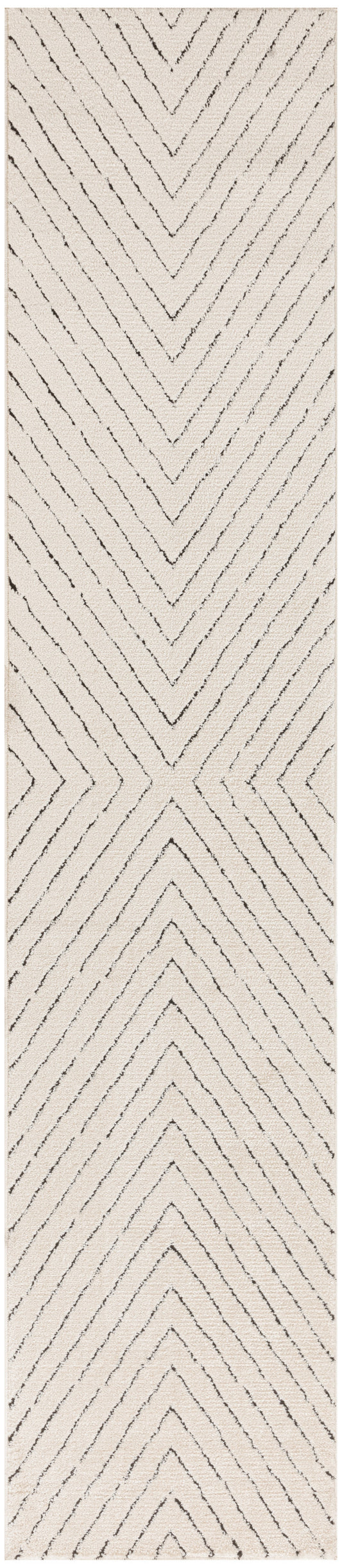 Nourison Modern Comfort 2'2" x 10' Ivory Black Scandinavian Indoor Rug