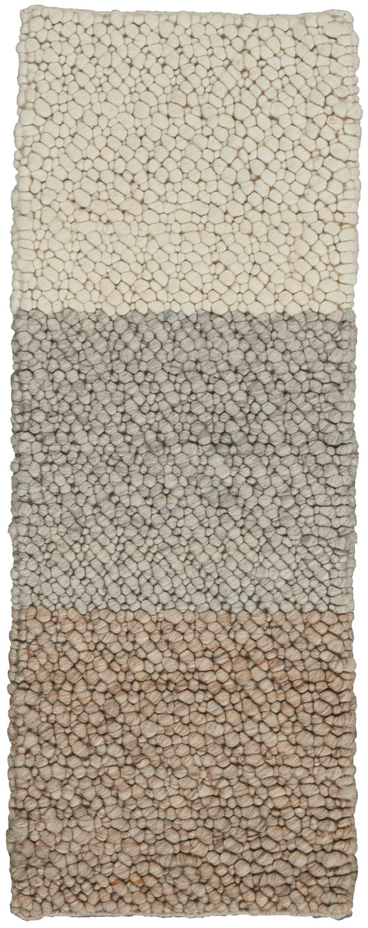 Calvin Klein Riverstone 18" x 54" Ivory, Grey/Ivory, Mocha Farmhouse Indoor Rug