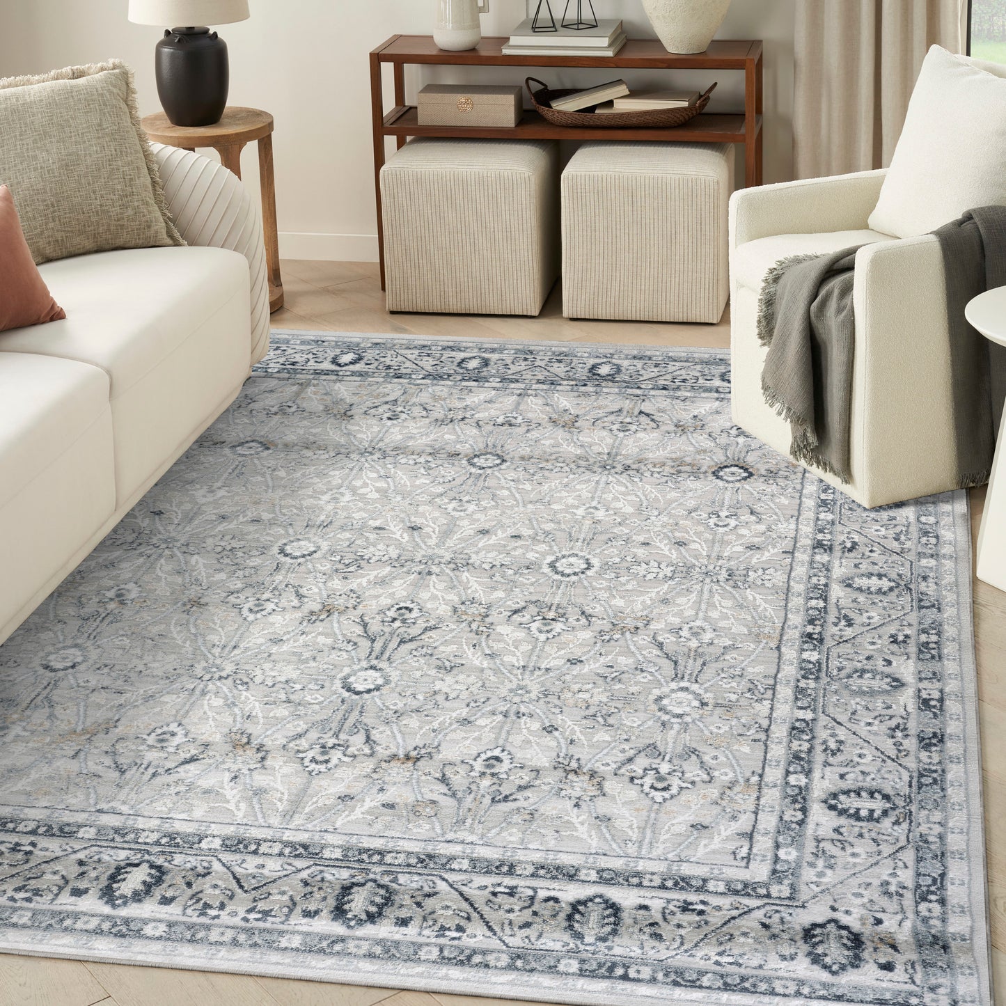 Nourison Dekor 7'10" x 9'10" Grey Navy Vintage Indoor Rug