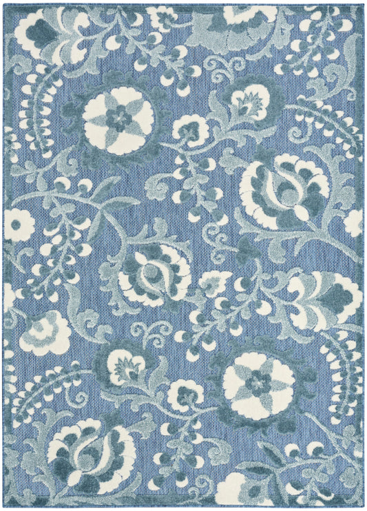 Nourison Aloha 5'3" x 7'5" Blue Farmhouse Rug