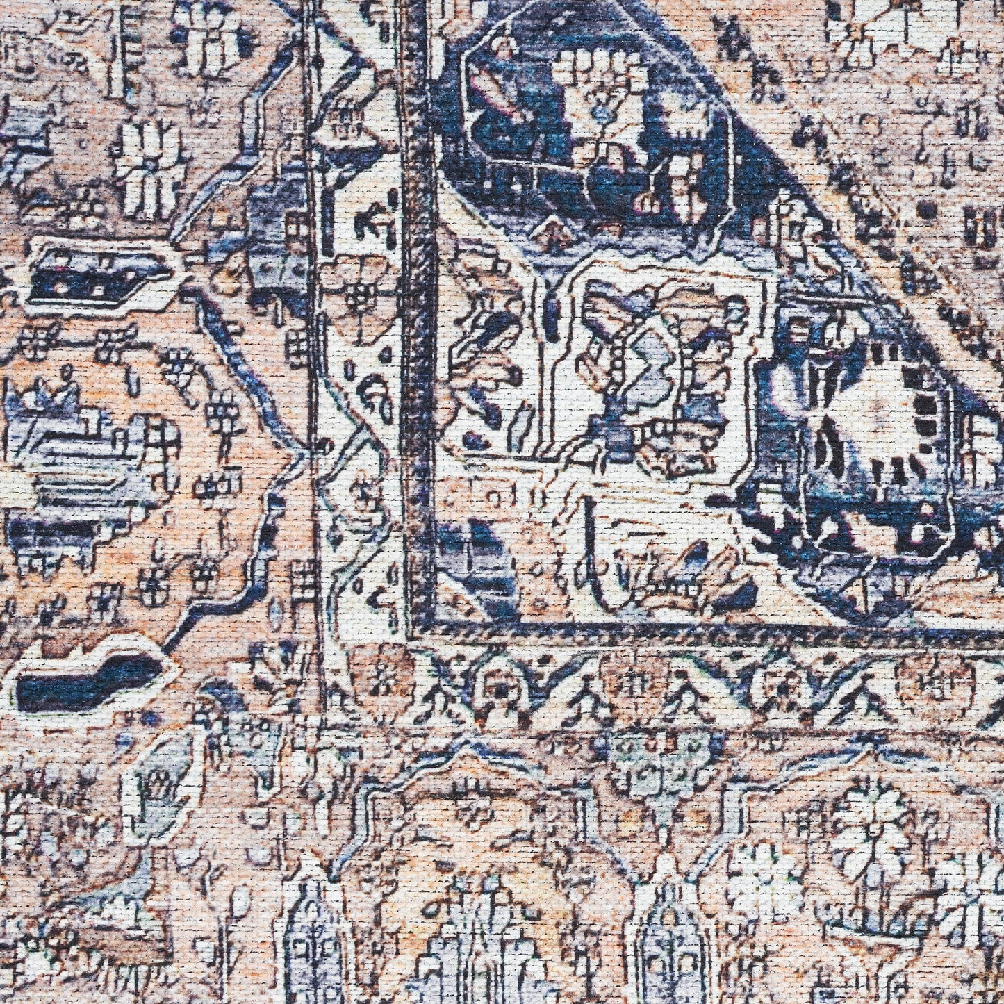 Nourison Grand Washables 2' x 6' Ivory Blue Vintage Indoor Rug