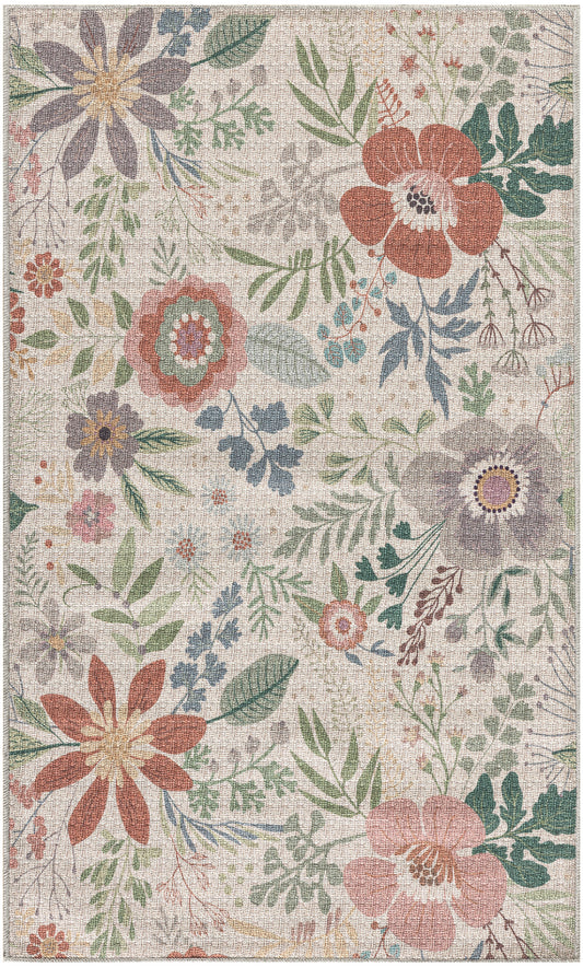 Nourison Nourison Washables 3' x 5' Cream Multicolor Farmhouse Indoor Rug