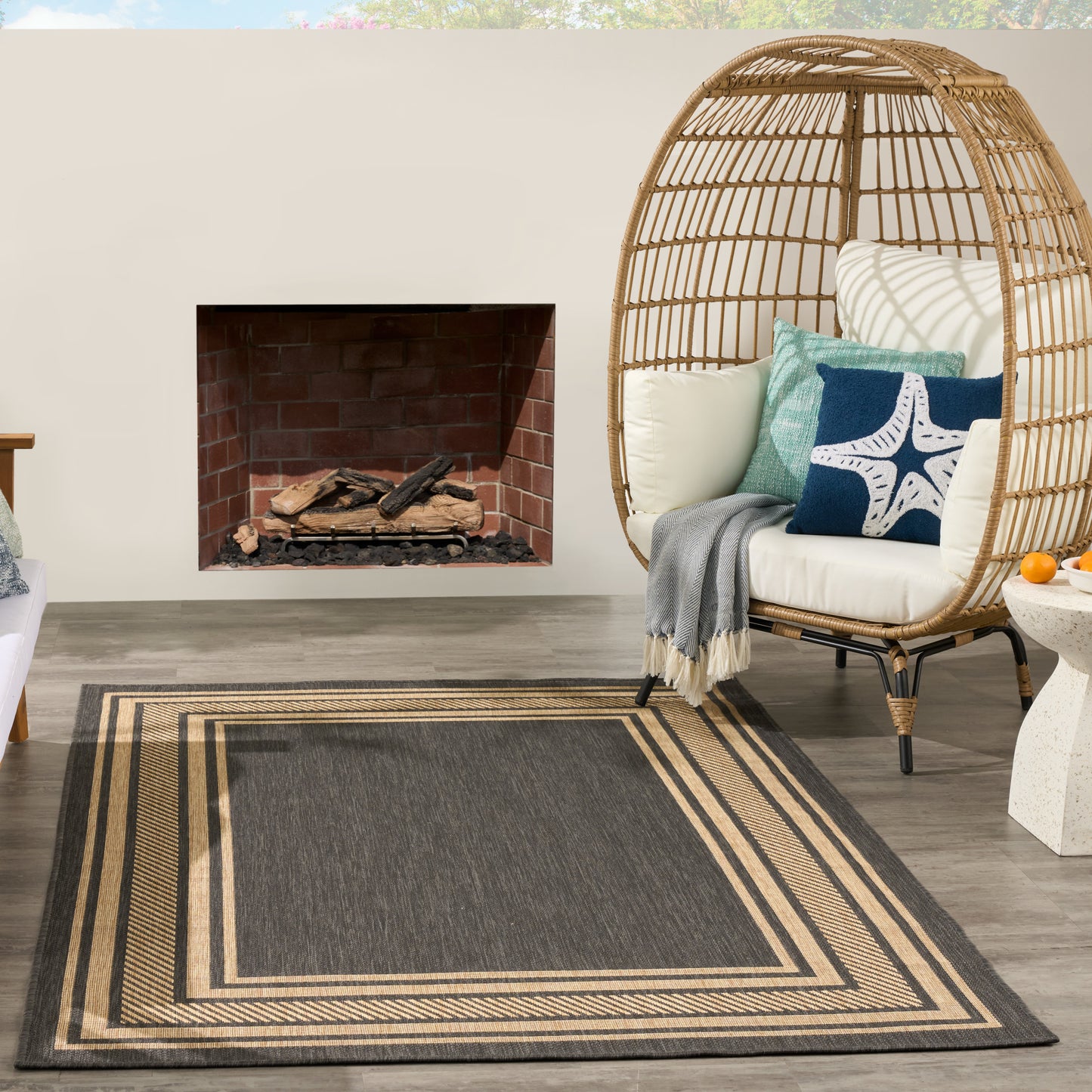 Nourison Horizon Indoor/Outdoor 6' x 9' Charcoal Modern Rug