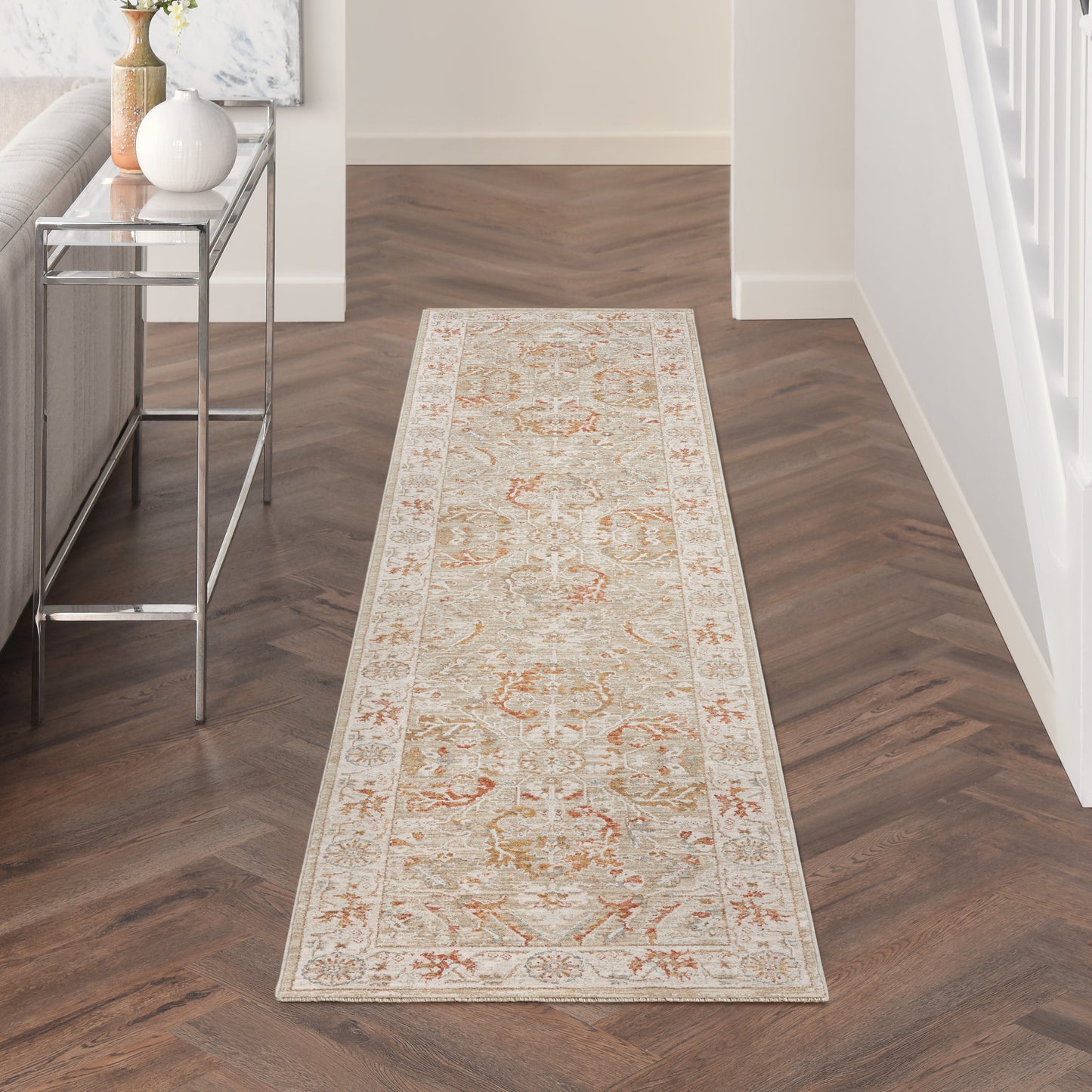 Nourison Infinite 2'3" x 10'2" Sage Ivory Vintage Indoor Rug