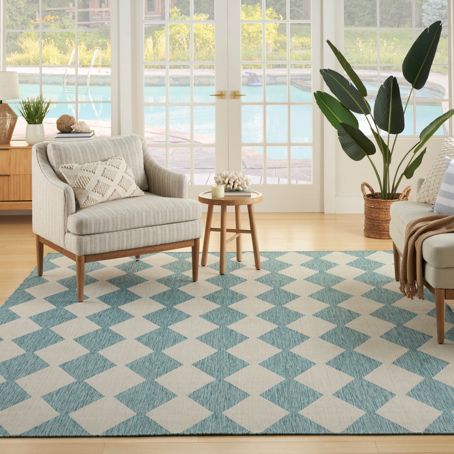 Nourison Positano 8' x 10' Aqua Modern Rug