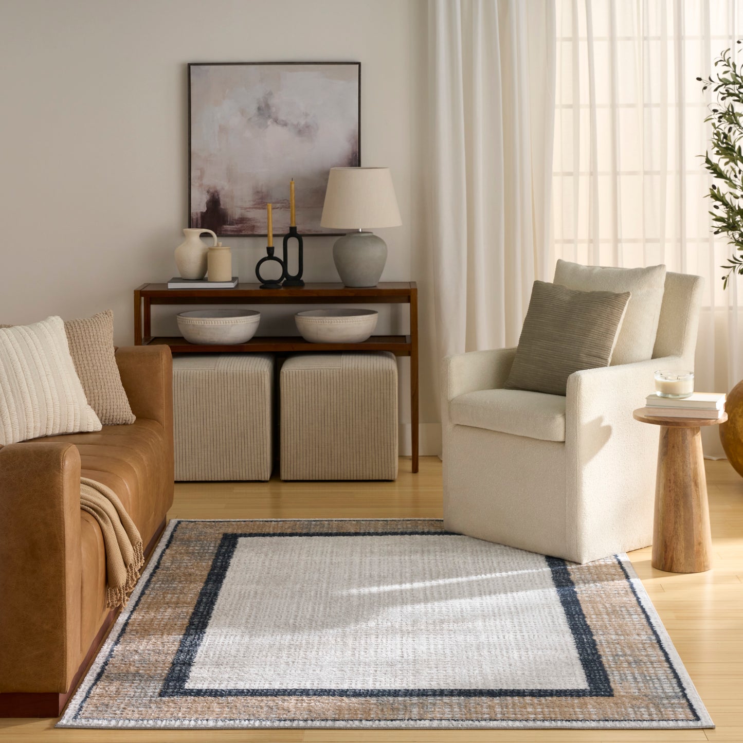 Nourison Dekor 5'3" x 7' Grey Navy Modern Indoor Rug