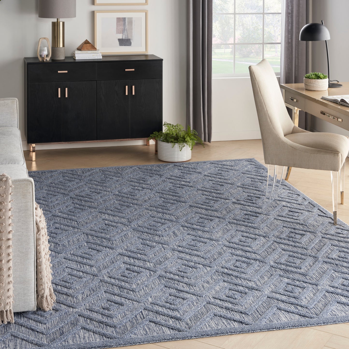 Nourison Versatile 9' x 12' Denim Blue Modern Rug
