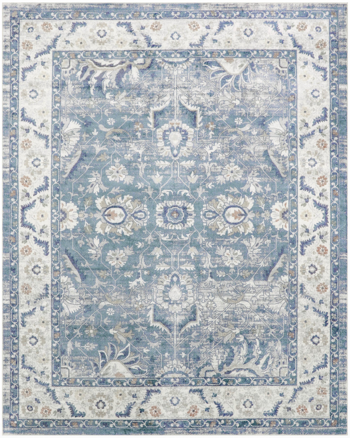 Nourison Astra Machine Washable 7'10" x 10' Blue Vintage Indoor Rug