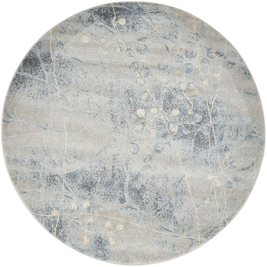 Nourison Somerset 5'6" x Round Silver/Blue Indoor Rug