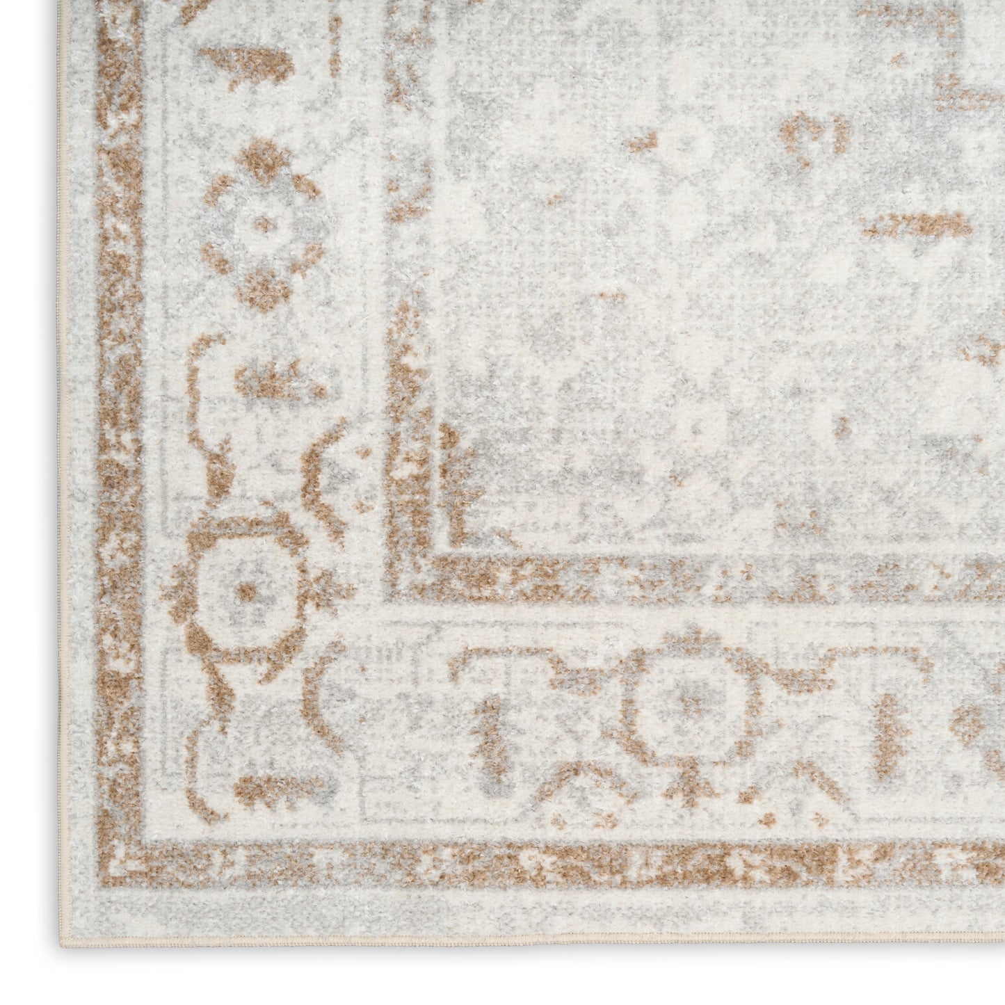 Nourison Astra Machine Washable 2' x 6' Grey Vintage Indoor Rug
