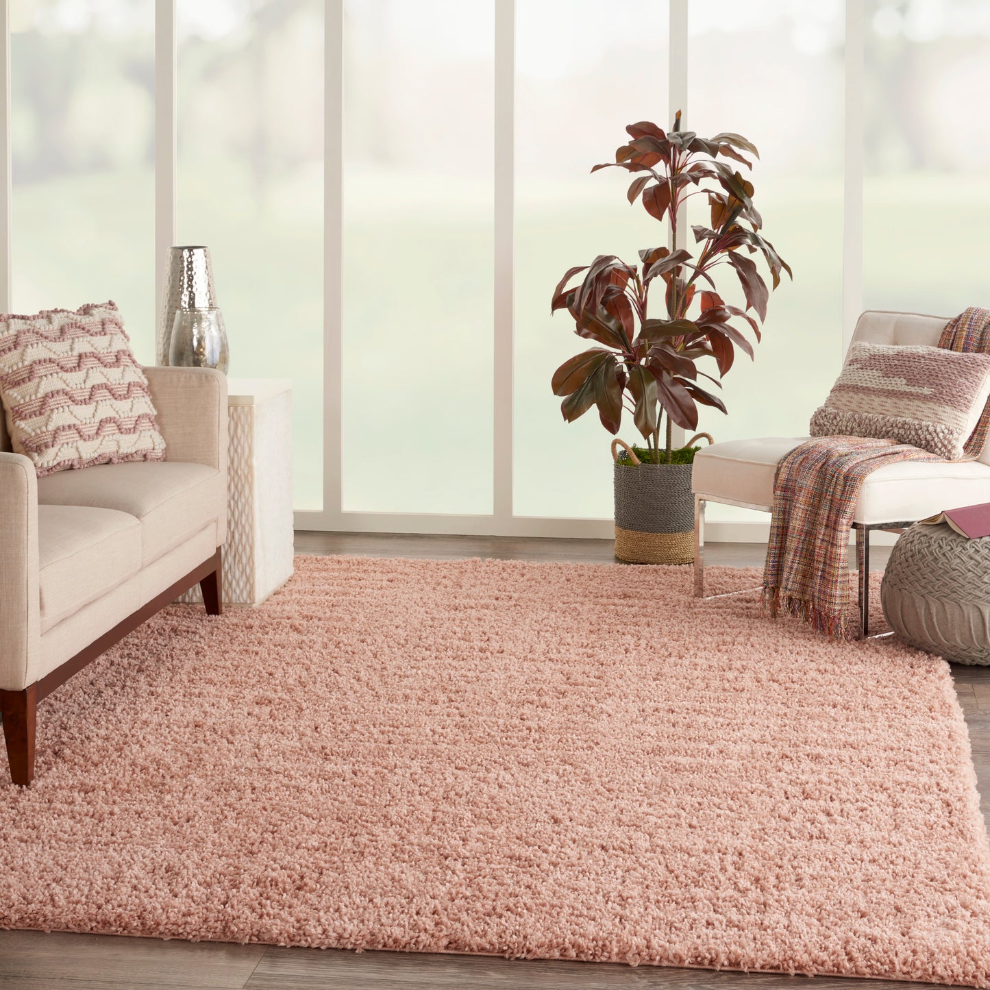 Nourison Malibu Shag 7' x 10' Blush Shag Indoor Rug