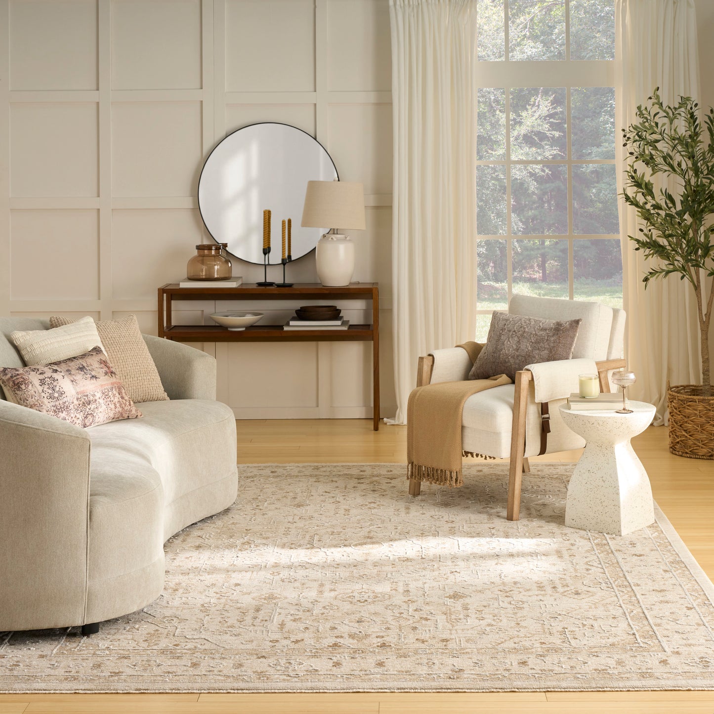 Nourison Retreat 5'3" x 7'6" Beige Vintage Indoor Rug