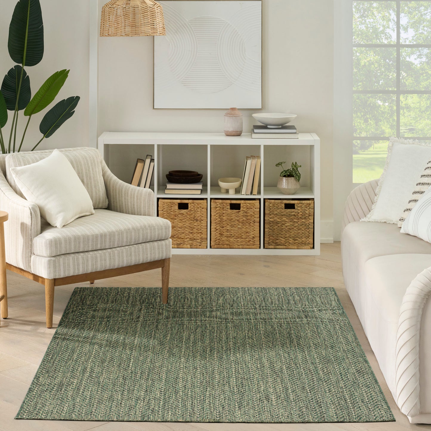 Nourison Horizon Indoor/Outdoor 6' x 9' Green Modern Rug