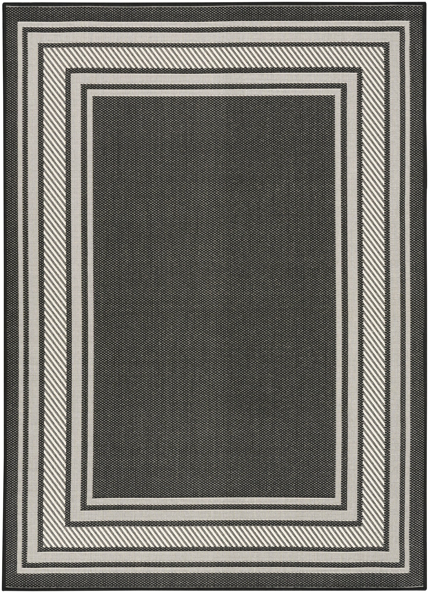 Nourison Horizon Indoor/Outdoor 5' x 7' Black Modern Rug