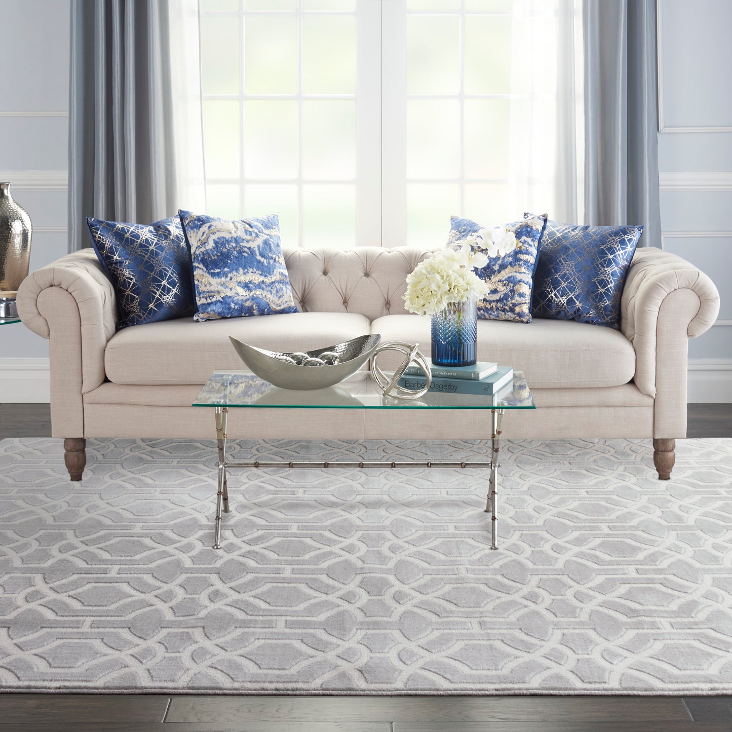Inspire Me! Home Décor Joli 8'6" x 11'6" Grey White Contemporary Indoor Rug