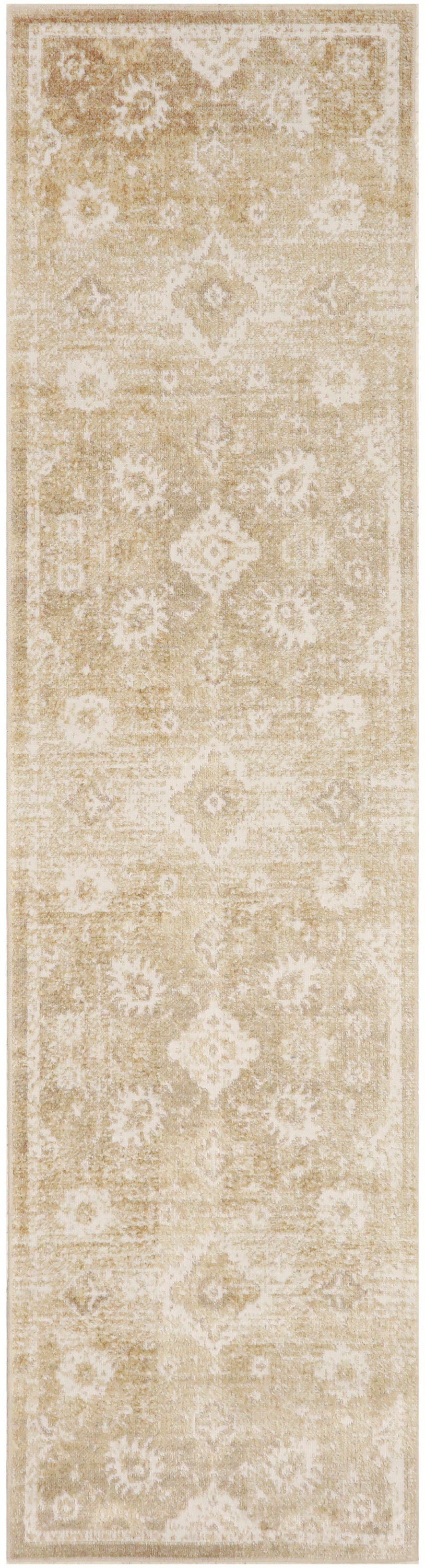 Nourison Astra Machine Washable 2'2" x 8' Ivory Gold Vintage Indoor Rug