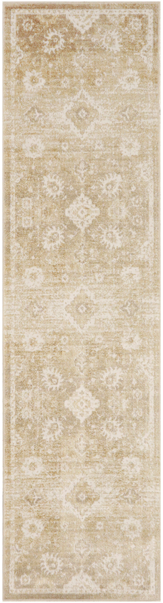 Nourison Astra Machine Washable 2'2" x 8' Ivory Gold Vintage Indoor Rug