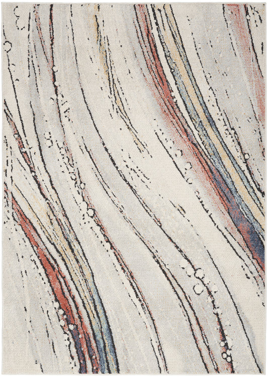 Nourison Motion 5'3" x 7' Ivory Multicolor Modern Indoor Rug