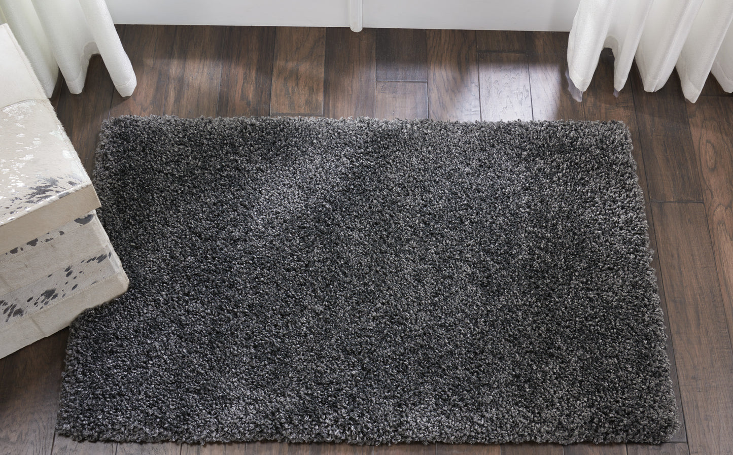 Nourison Malibu Shag 3' x 5' Dark Grey Shag Indoor Rug