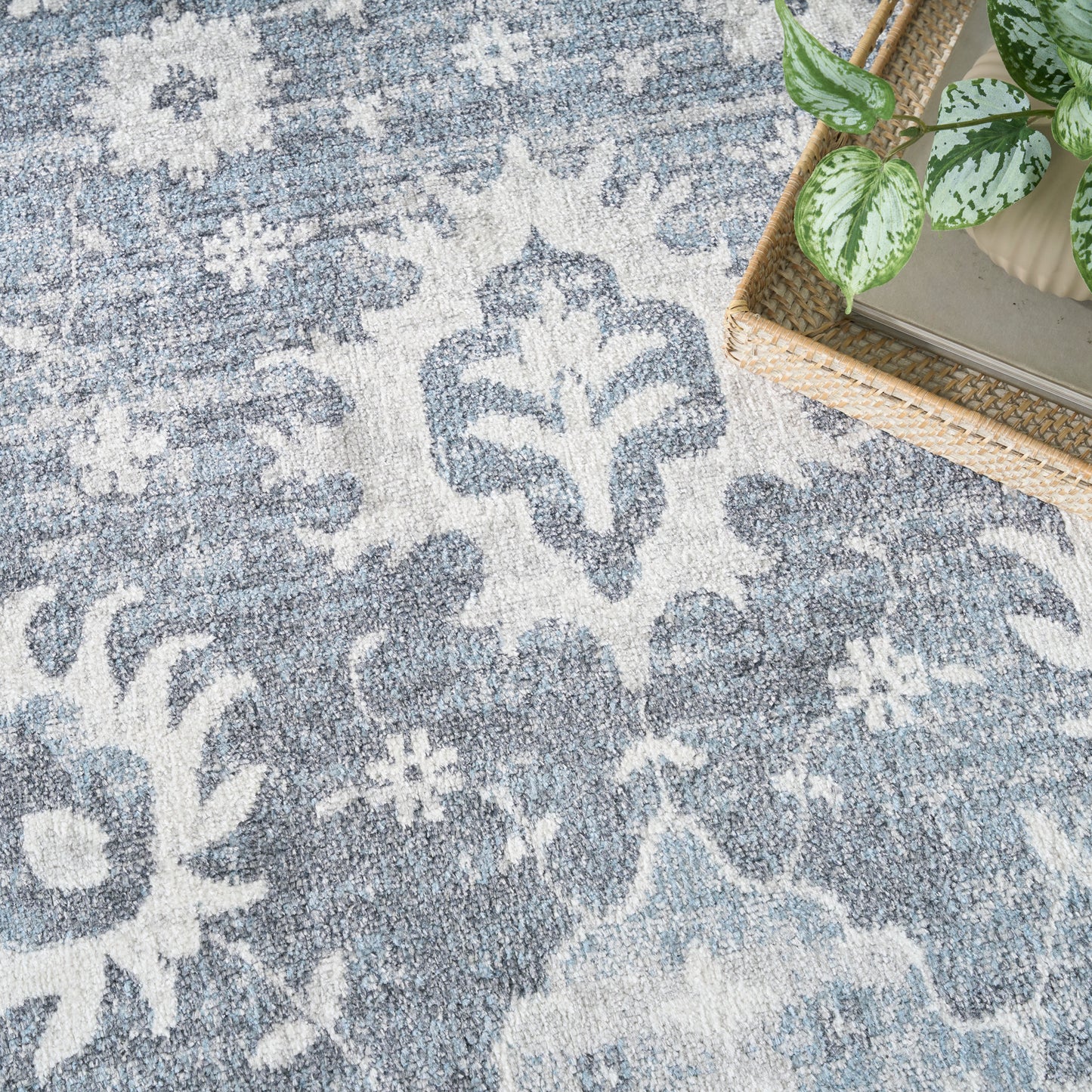 Nourison Astra Machine Washable 9' x 12' Denim Vintage Indoor Rug