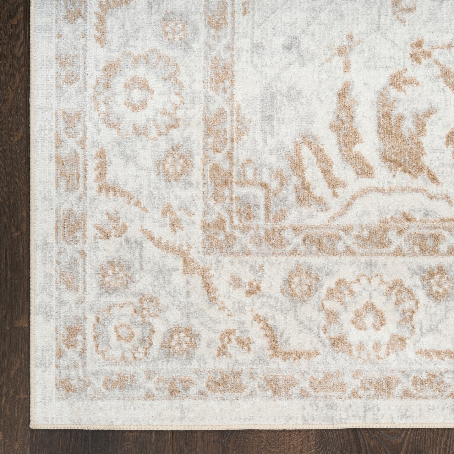 Nourison Astra Machine Washable 2' x 6' Grey Vintage Indoor Rug