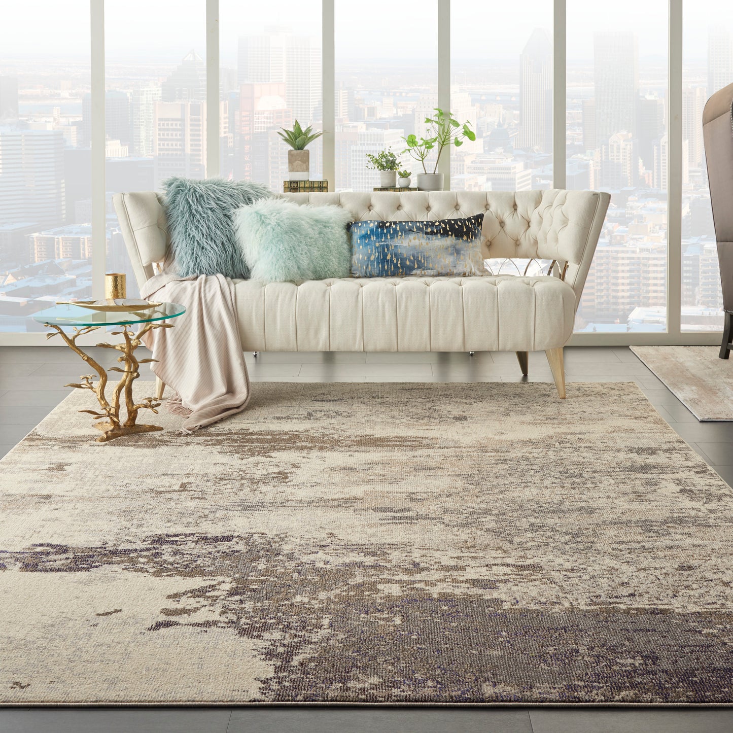 Nourison Celestial 7'10" x 10'6" Ivory/Grey Modern Indoor Rug
