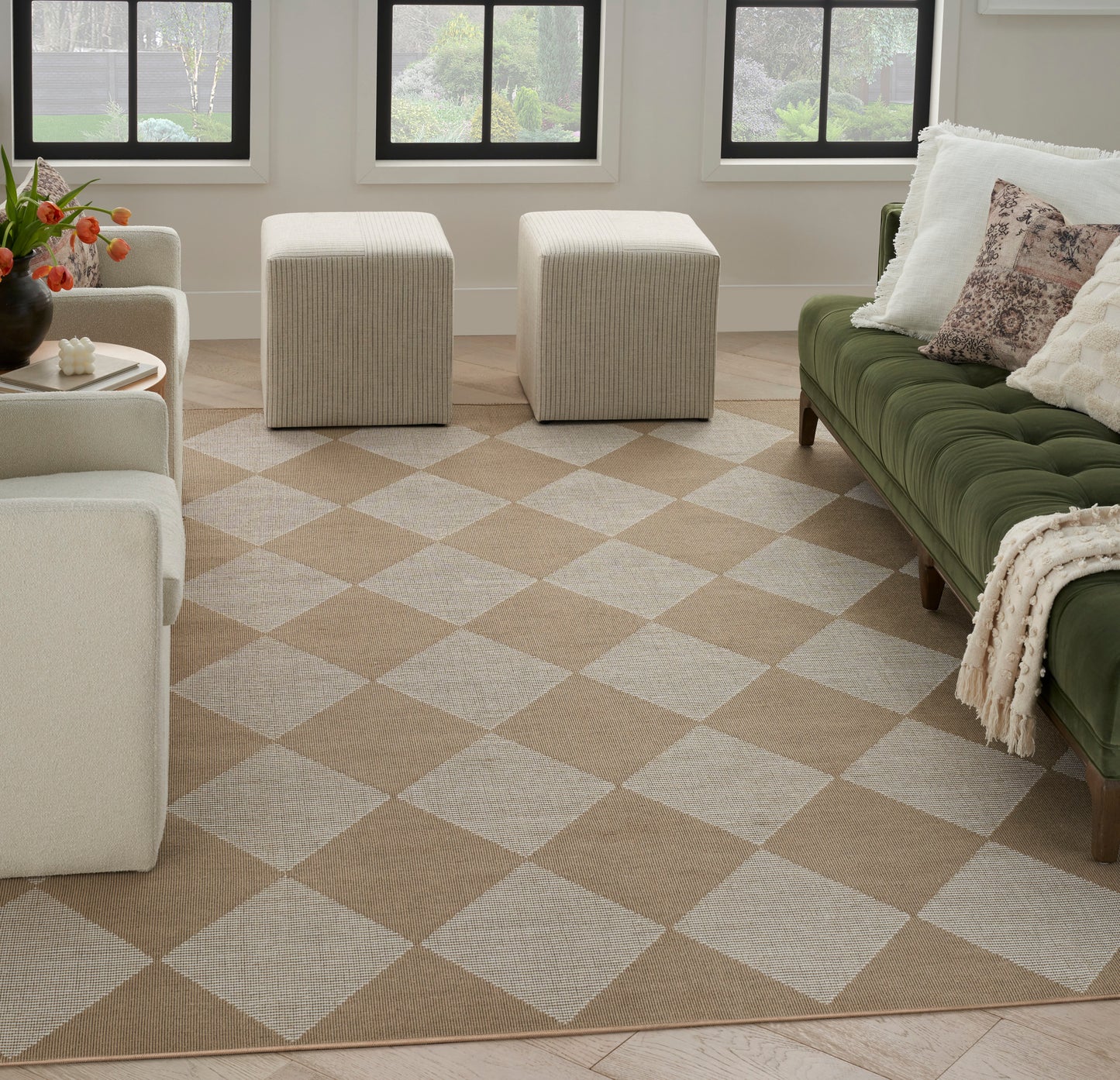 Nourison Washable Modern Jute 5'3" x 7'3" Natural Ivory Modern Indoor Rug