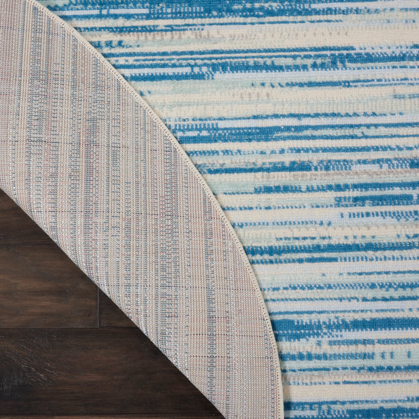 Nourison Jubilant 5'3" x Round Blue Modern Indoor Rug