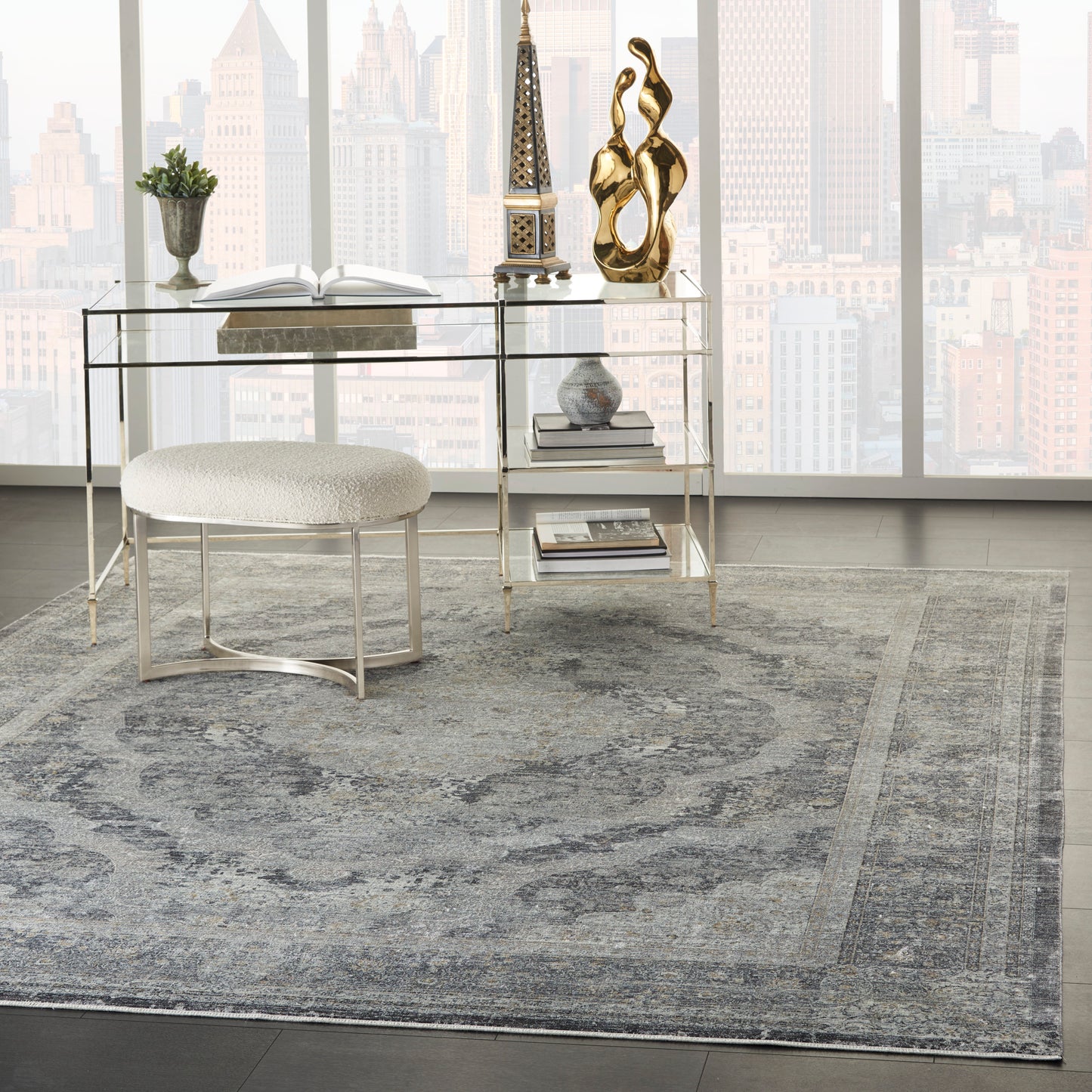 Nourison Starry Nights 8' x 10' Charcoal Crème Vintage Indoor Rug