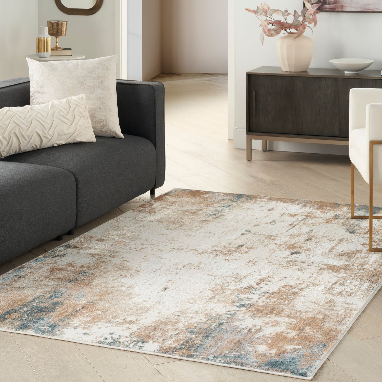 Nourison Glitz 3'11" x 5'11" Taupe/Multi Modern Indoor Rug