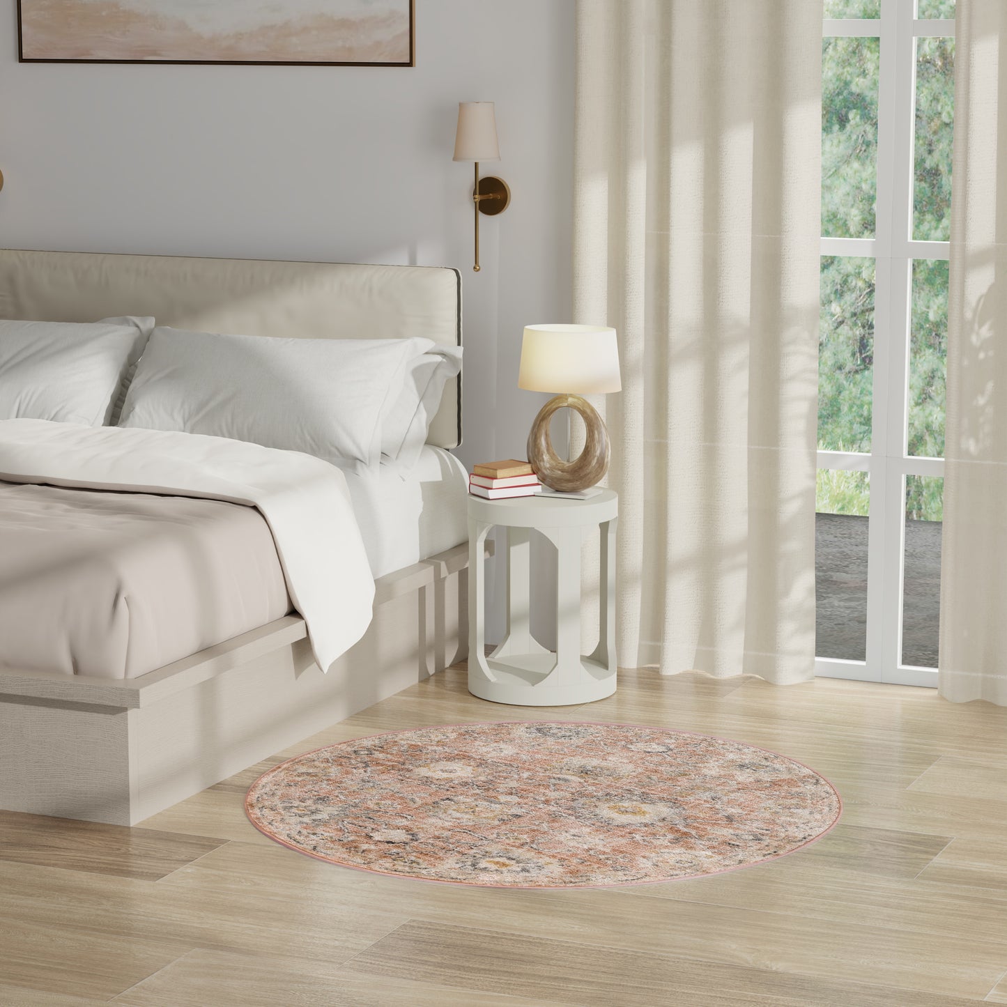 Nourison Oushak Home 4' x Round Rust Vintage Indoor Rug