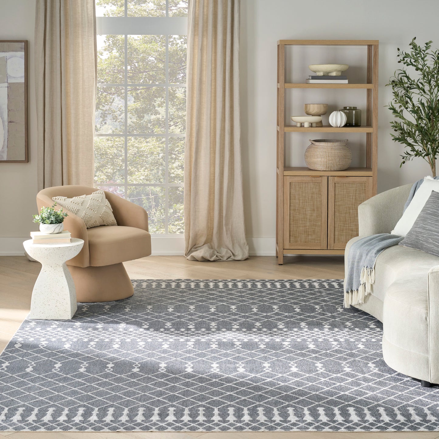 Nourison Astra Machine Washable 9' x 12' Denim Bohemian Indoor Rug
