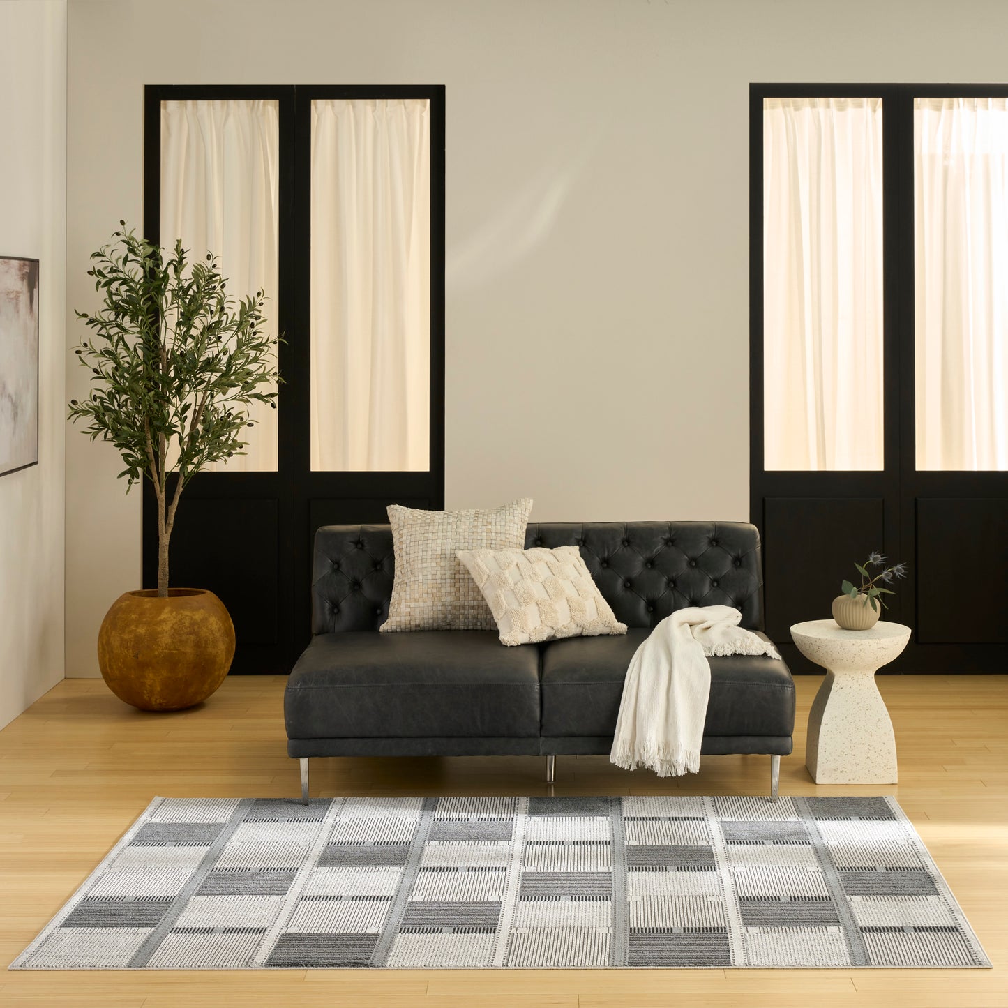 Nourison Nordic 5' x 7' Grey Black Modern Indoor Rug