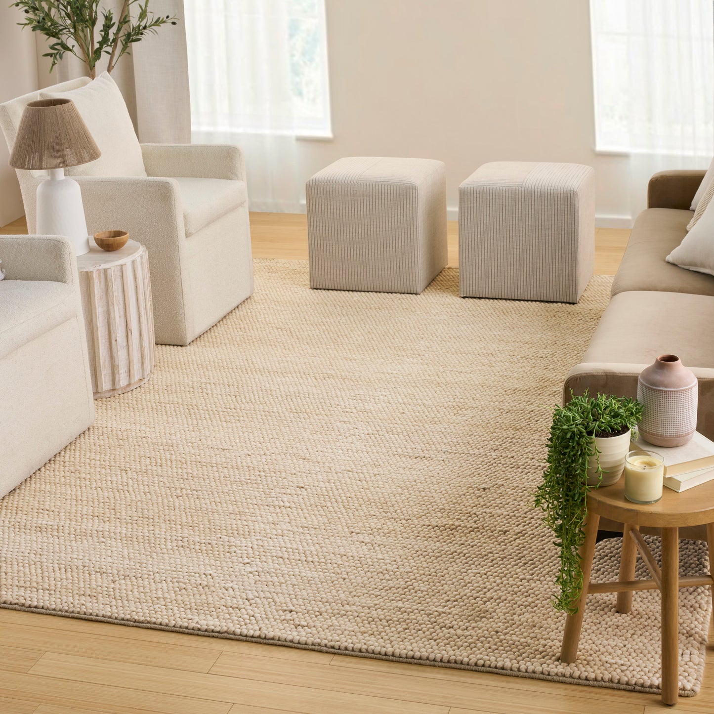 DKNY Pure Knots 9'9" x 13'9" Beige Modern Indoor Rug