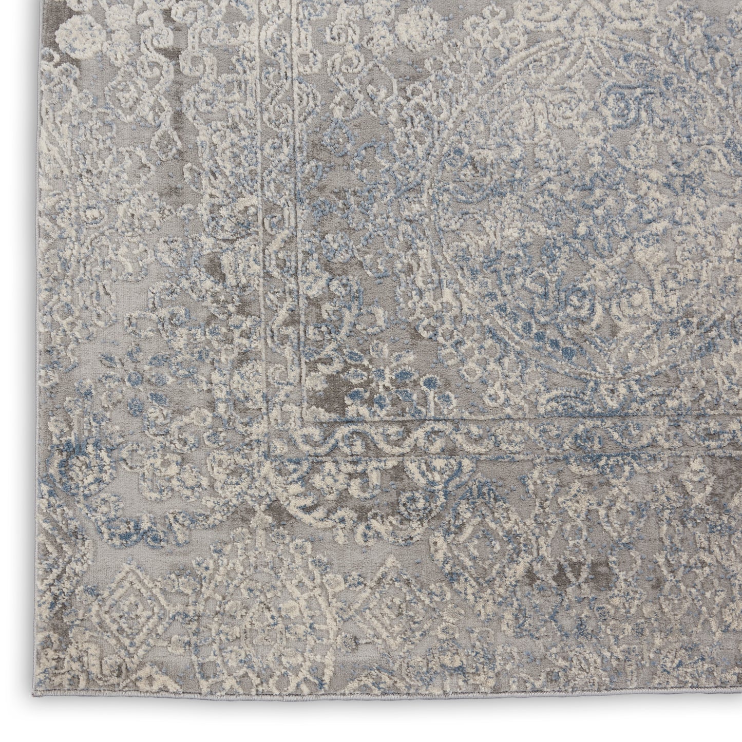 Nourison Rustic Textures 7'10" x 10'6" Ivory Light Blue Vintage Indoor Rug