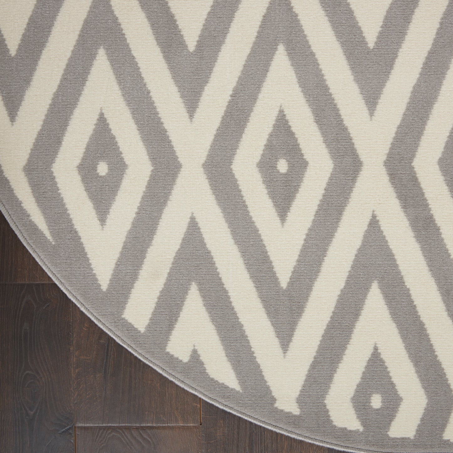 Nourison Grafix 8' x Round White/Grey Mid-Century Modern Indoor Rug