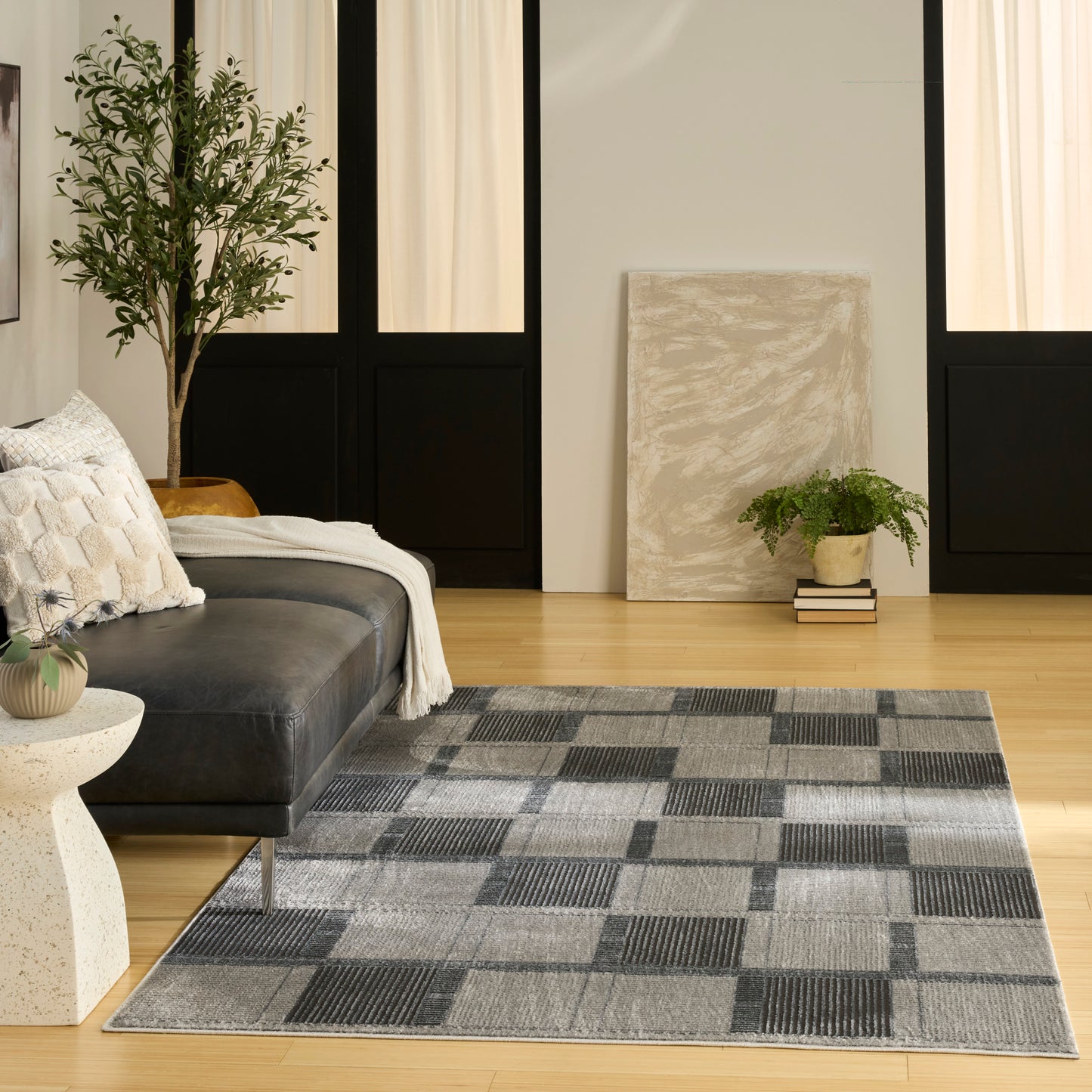 Nourison Nordic 5' x 7' Grey Black Modern Indoor Rug