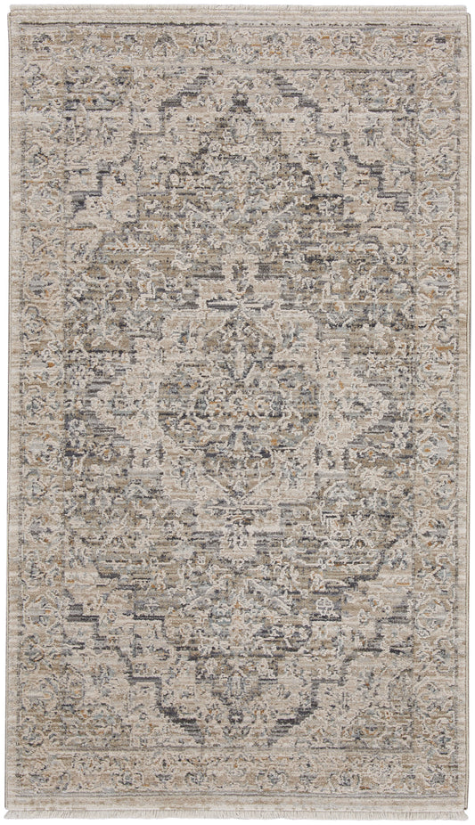 Nourison Lynx 2'6" x 4'6" Ivory Taupe Vintage Indoor Rug