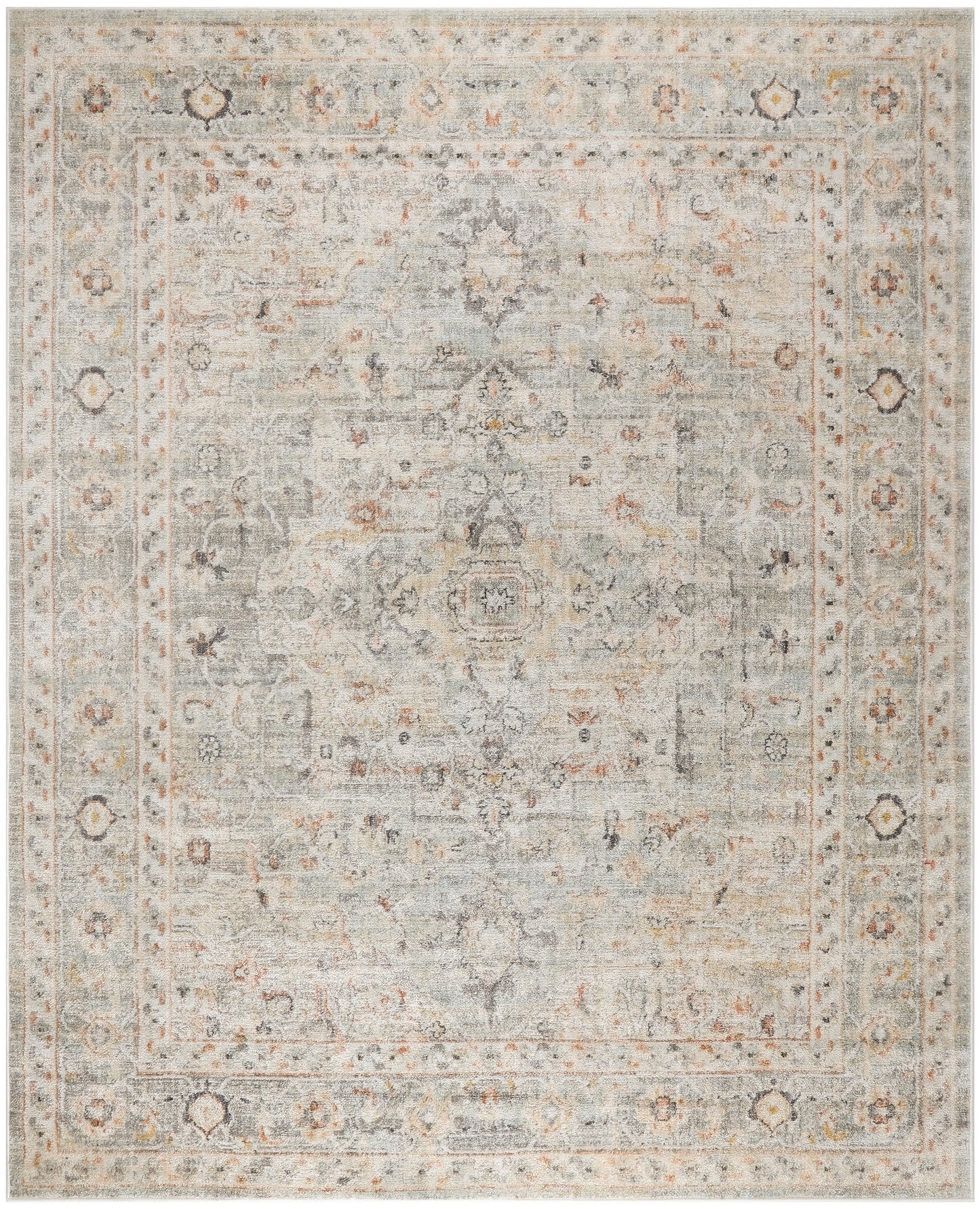 Nourison Oushak Home 10' x 14' Light Grey Vintage Indoor Rug