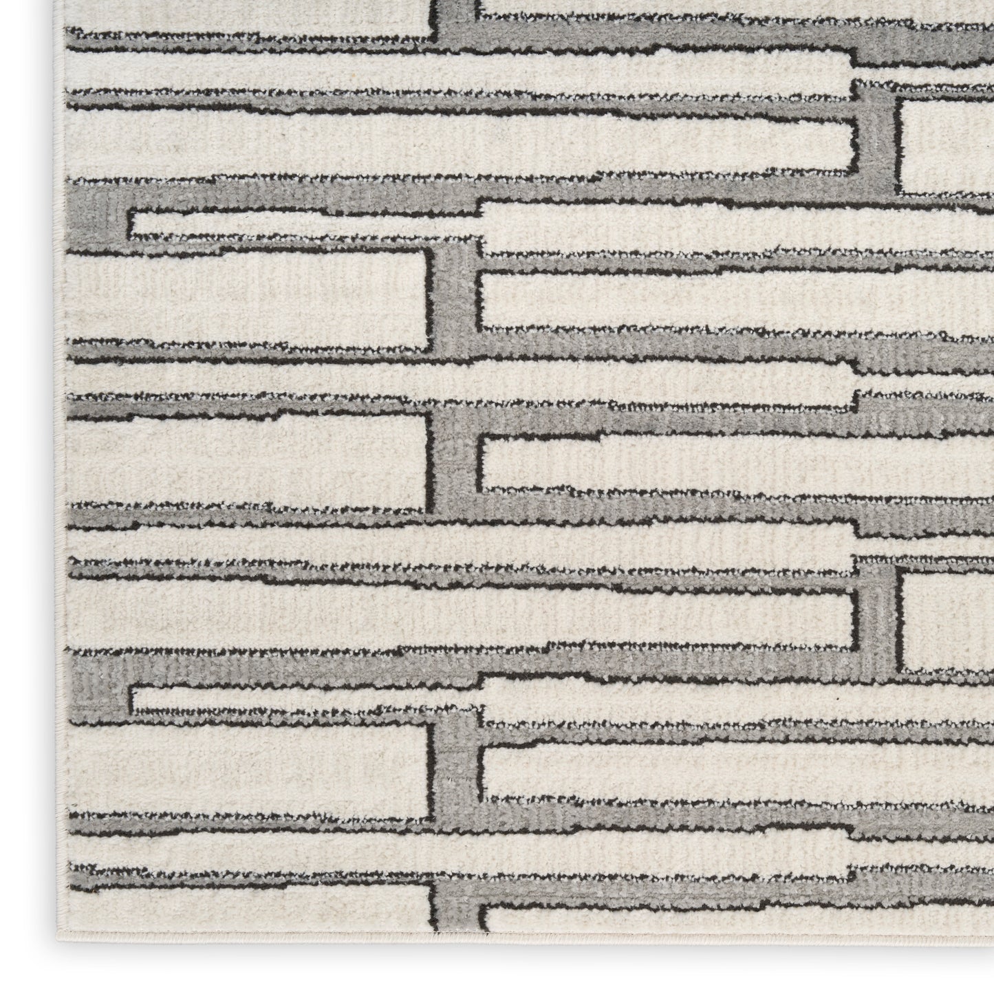 Nourison Nordic 2' x 6' Ivory Grey Scandinavian Indoor Rug