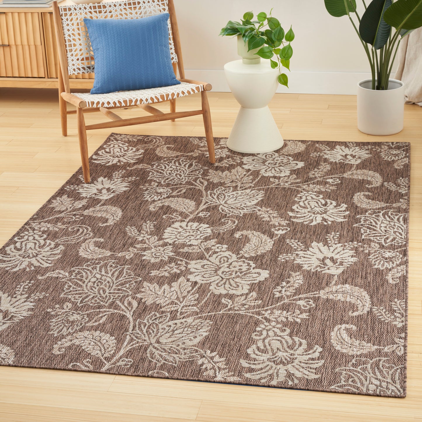 Nourison Garden Oasis 6' x 9' Mocha Tropical Rug